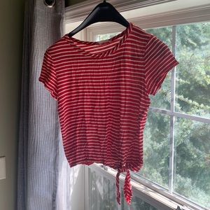 Red and white striped blouse